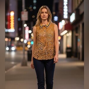 Vintage Stylish Gold Sheer Chiffon Blouse